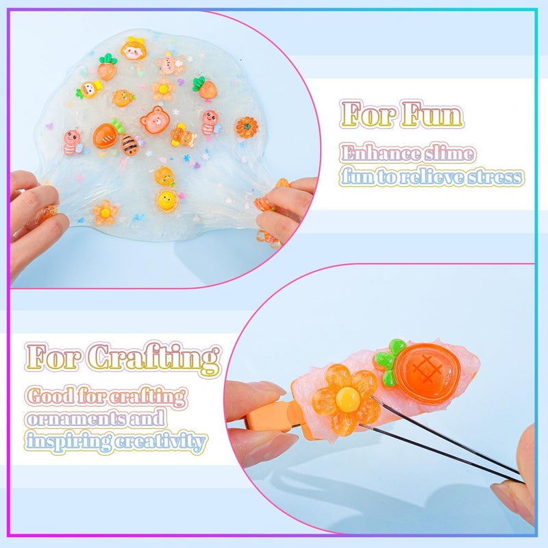 Glitzest 100PCS TINKRSTUFF Orange Slime Charms Jelly Cute Flatback Resin Charms For Slime, Random Kawaii Decoden Charm for Embellishments Phone Junk Case Charms Bulk, Hairpins Scrapbooking Crafting & DIY Decor - Image 5